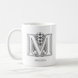 Brev M Monogram Modern Namn-kaffe Mugg