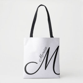 Brev M - Monogram + Namn - modern elegant Tygkasse