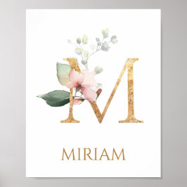 Brev M Monogram Rosa Peach ro Nursery Poster
