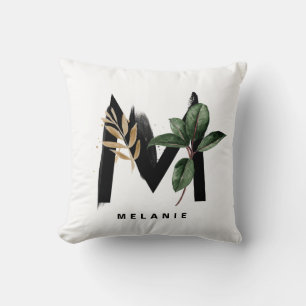 Brev M Monogram Tropical Löv Personlig Kudde