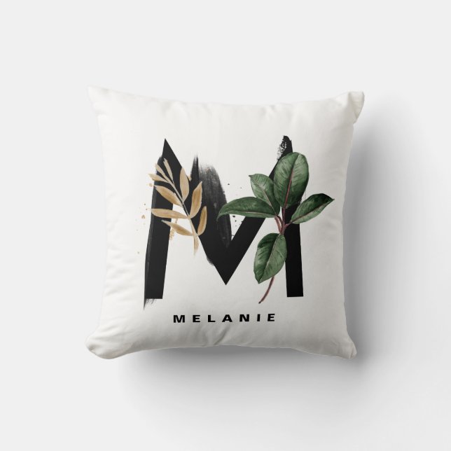 Brev M Monogram Tropical Löv Personlig Kudde (Framsida)