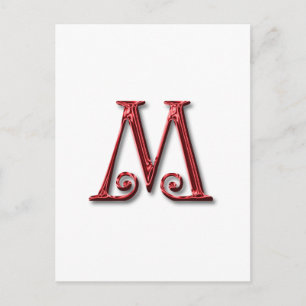 Brev M Monogram Vykort