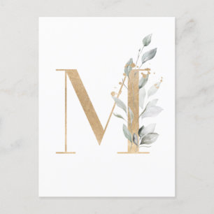 Brev M Monogram Vykort
