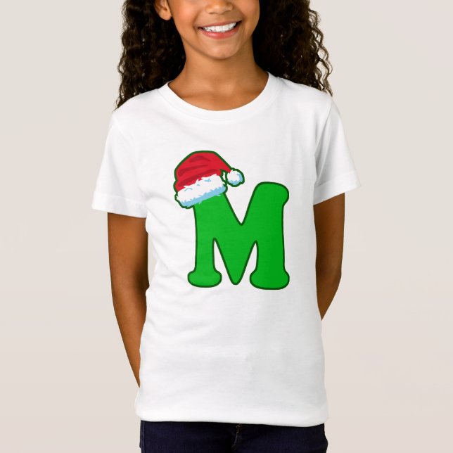 Brev M Pappa jul Jultomten Hat Alphabet T Shirt (Framsida)