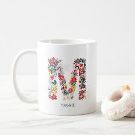 BREV M | Whimsique Blommigt Brev Monogram I Mugg