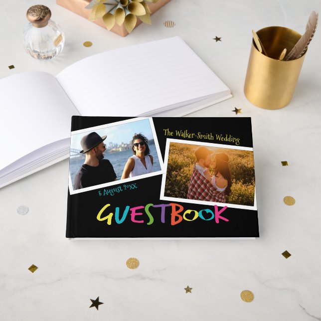 Brev med den moderna fotopatboken Ram Gästböcker (Framsida öppen)