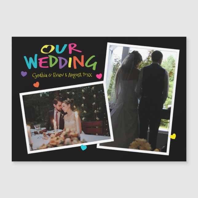 Brev med Heart Bröllop Memories Magnetic Card (Framsida)