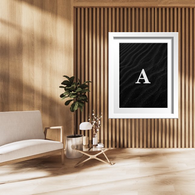 Brev Monogram Modern Chic Black Sand Poster (Skapare uppladdad)