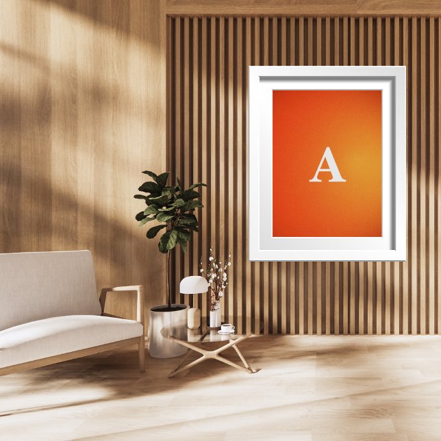 Brev Monogram Modern Snyggt Orange Sol Poster (Skapare uppladdad)