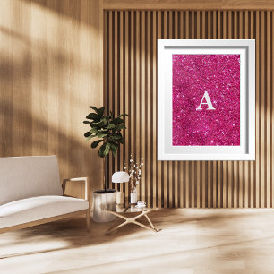 Brev Monogram Modern Snyggt Rosa Poster