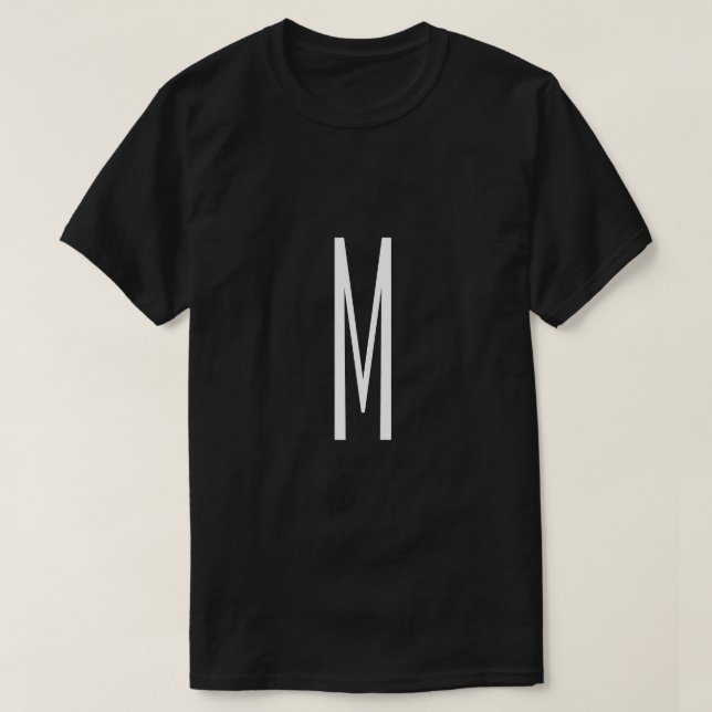 Brev Monogram Modern Stil Black & White T Shirt (Design framsida)