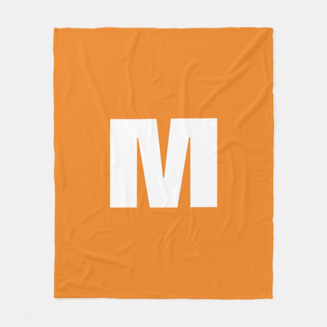 Brev Monogram Modern Stil Orange White Fleecefilt (Framsidan)