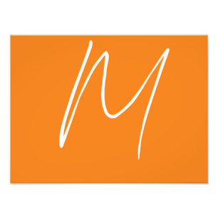 Brev Monogram Modern Stil Orange White Fototryck