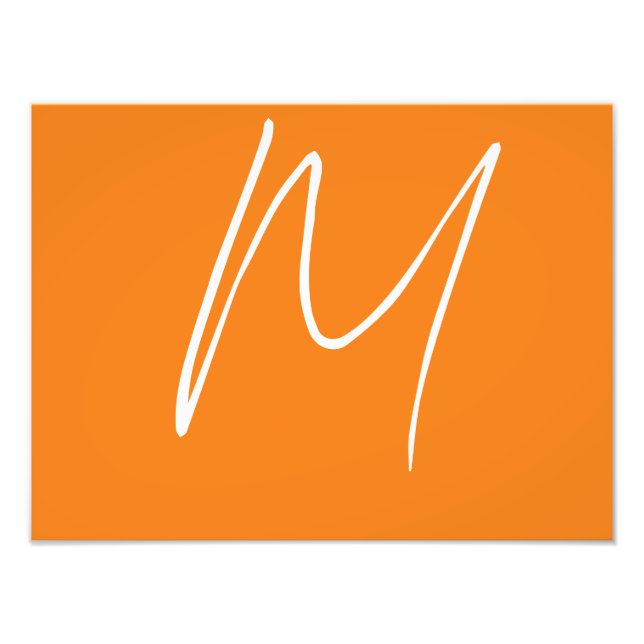 Brev Monogram Modern Stil Orange White Fototryck (Framsidan)