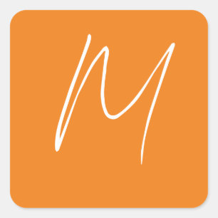 Brev Monogram Modern Stil Orange White Fyrkantigt Klistermärke