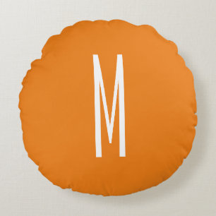 Brev Monogram Modern Stil Orange White Rund Kudde