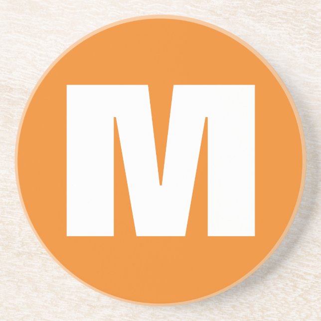Brev Monogram Modern Stil Orange White Underlägg (Framsidan)