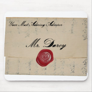 Brev Mousepad för Herr Darcy regenskapkärlek Musmatta
