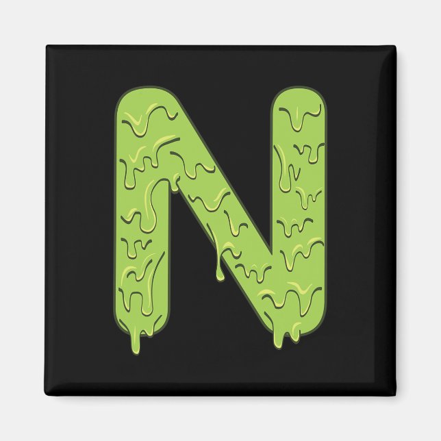 Brev N Alphabet Initialer Halloween Costume Kids Magnet (Framsidan)