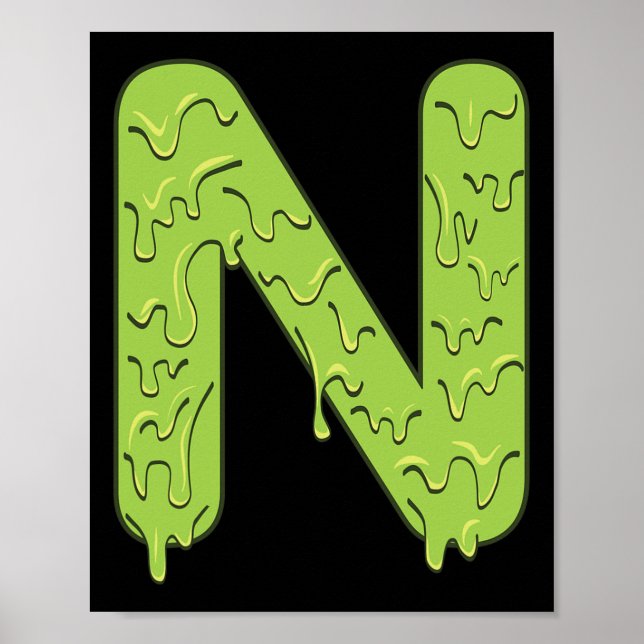 Brev N Alphabet Initialer Halloween Costume Kids Poster (Framsidan)