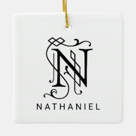 Brev N Elegant Monogram jul Ornament