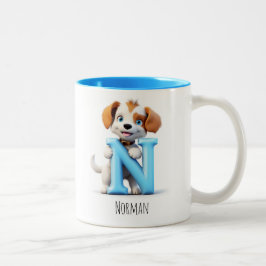 Brev N Hund Alphabet Monogram kaffe Mugg