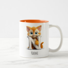 Brev N Katt Alphabet Monogram kaffe Mugg