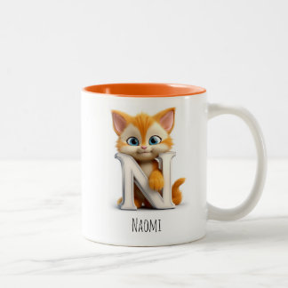 Brev N Katt Alphabet Monogram kaffe Mugg