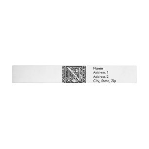 Brev N Medieval Monogram Art nouveau Etikettband