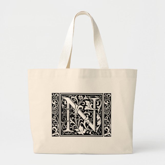 Brev N Medieval Monogram Art nouveau Jumbo Tygkasse (Framsidan)