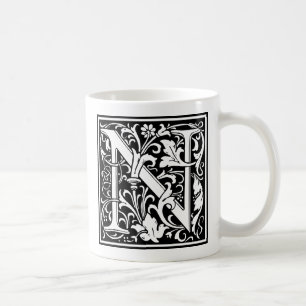 Brev N Medieval Monogram Art nouveau Kaffemugg