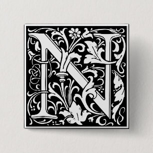 Brev N Medieval Monogram Art nouveau Knapp