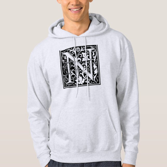 Brev N Medieval Monogram Art nouveau Sweatshirt (Framsida)