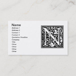Brev N Medieval Monogram Art nouveau Visitkort