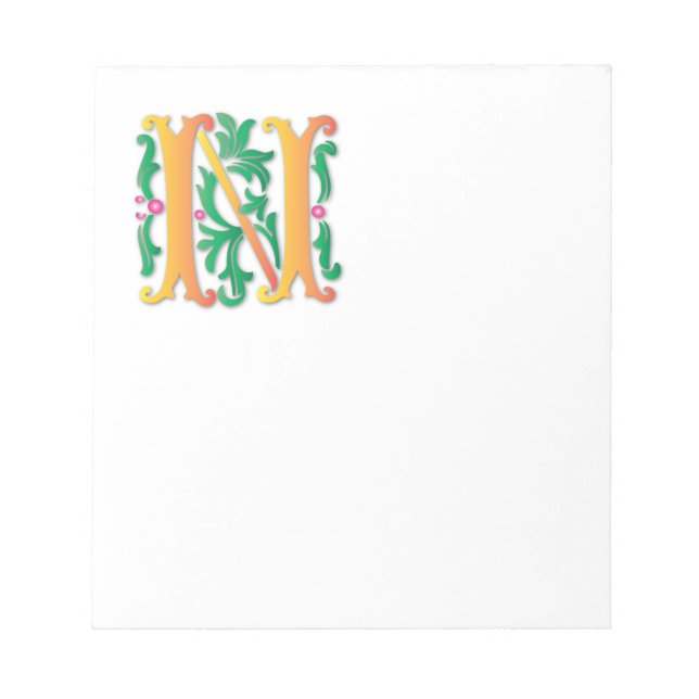 Brev N Monogram Fleur de lis Anteckningsblock (Framsida)