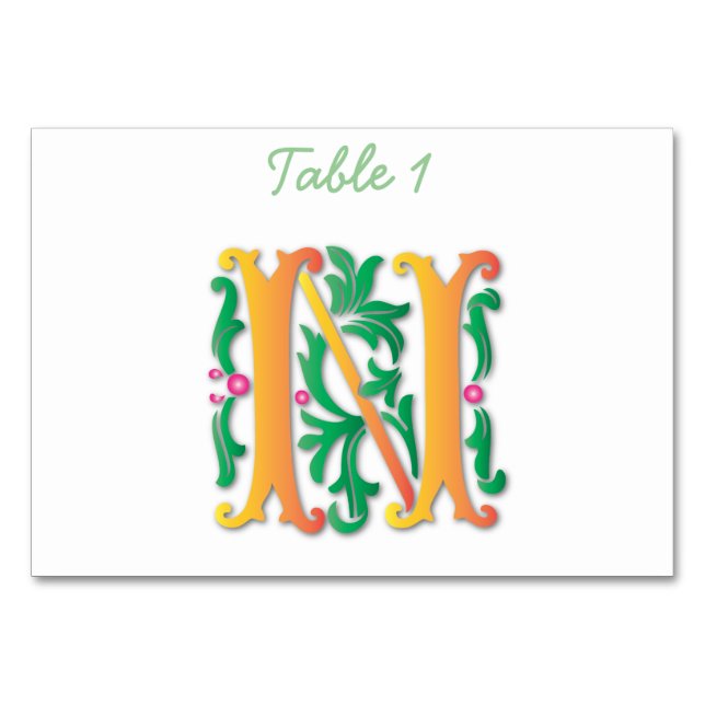 Brev N Monogram Fleur de lis Bordsnummer (Framsidan)