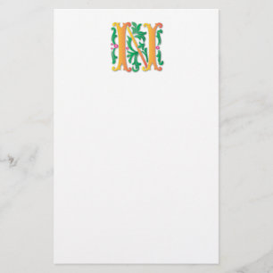 Brev N Monogram Fleur de lis Brevpapper