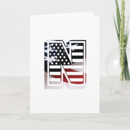 Brev N Monogram Initial USA Anteckningskort