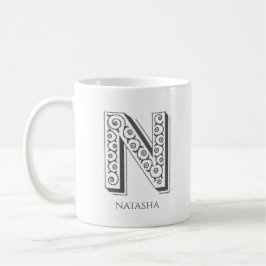 Brev N Monogram Modern Namn Kaffemugg