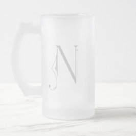 Brev N Rulla Typography Monogram Frostat Ölglas