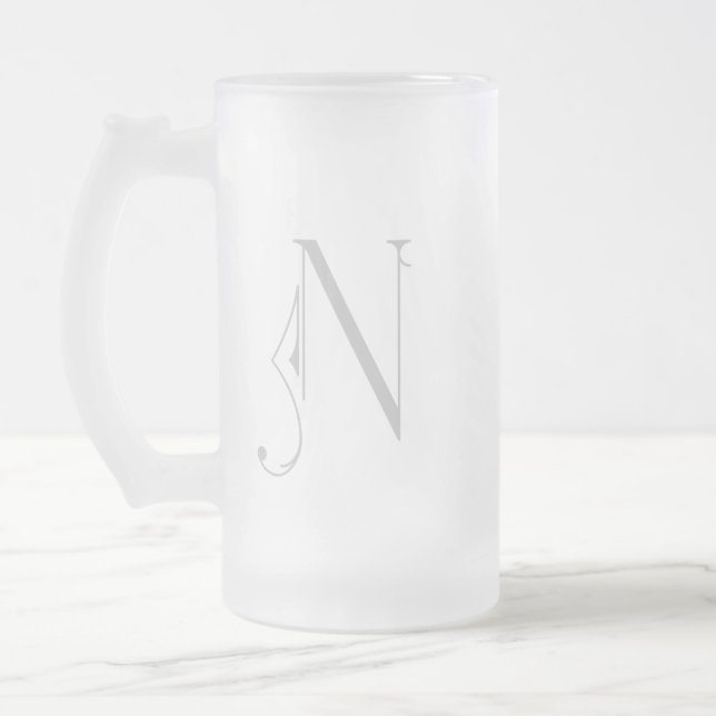 Brev N Rulla Typography Monogram Frostat Ölglas (Vänster)