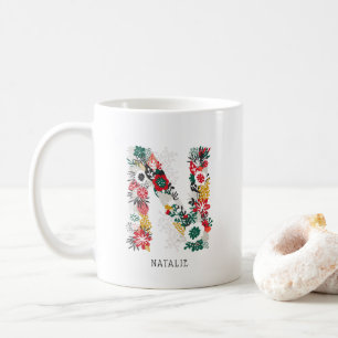 BREV N Whimsique Blommigt Brev Monogram I Mugg