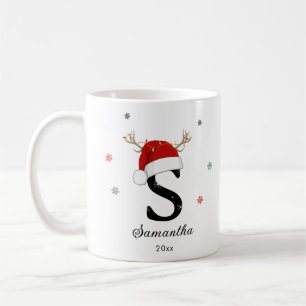 Brev Namn Santa Hat Monogram Anpassningsbar In Kaffemugg