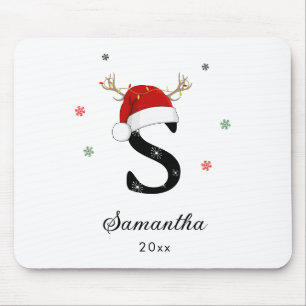 Brev Namn Santa Hat   Monogram   Anpassningsbar In Musmatta