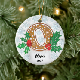 Brev O Anpassat namn Monogram jul Julgransprydnad Keramik