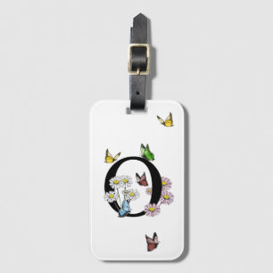 Brev O Blommigt Butterfly Monogram Initial Bagagebricka