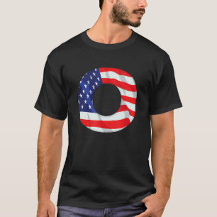 Brev O Capital Alphabet Förenta staterna Flagga Mo T Shirt
