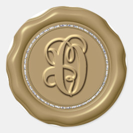 *~* Brev O Diamond Circle GULD Vax sätesförslutnin Runt Klistermärke