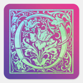 Brev O Färgfull Vintage första Brev-övertoning Fyrkantigt Klistermärke