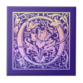 Brev O Färgfull Vintage första Brev-övertoning Kakelplatta